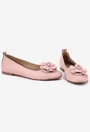 Balerini dama roz pudra din piele cu ornament floare