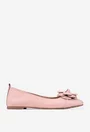 Balerini dama roz pudra din piele cu ornament floare