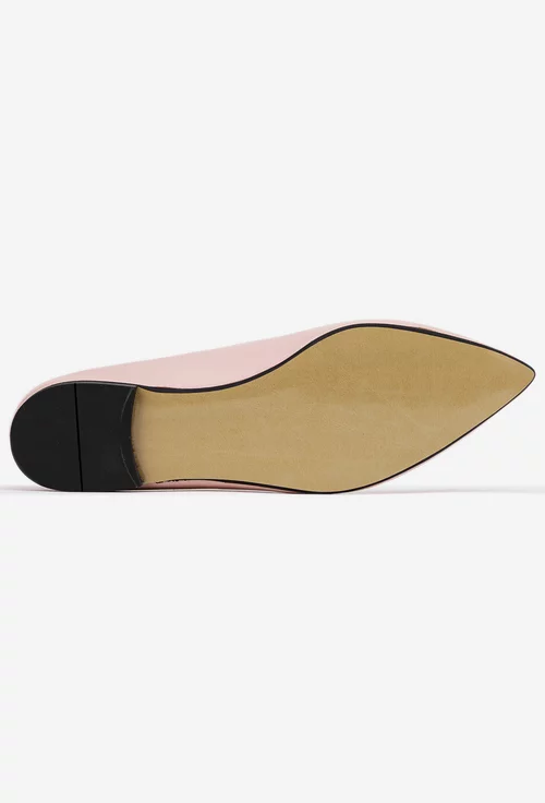 Balerini dama roz pudra din piele naturala cu ornament