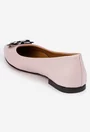 Balerini dama roz pudra din piele naturala cu ornament
