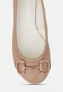 Balerini dama roz pudra din piele texturata cu ornament