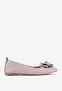 Balerini dama taupe din piele cu ornament floare