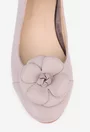 Balerini dama taupe din piele cu ornament floare