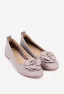 Balerini dama taupe din piele cu ornament floare