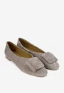 Balerini dama taupe din piele intoarsa cu ornament