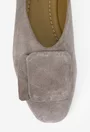 Balerini dama taupe din piele intoarsa cu ornament