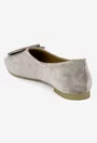 Balerini dama taupe din piele intoarsa cu ornament