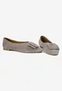 Balerini dama taupe din piele intoarsa cu ornament