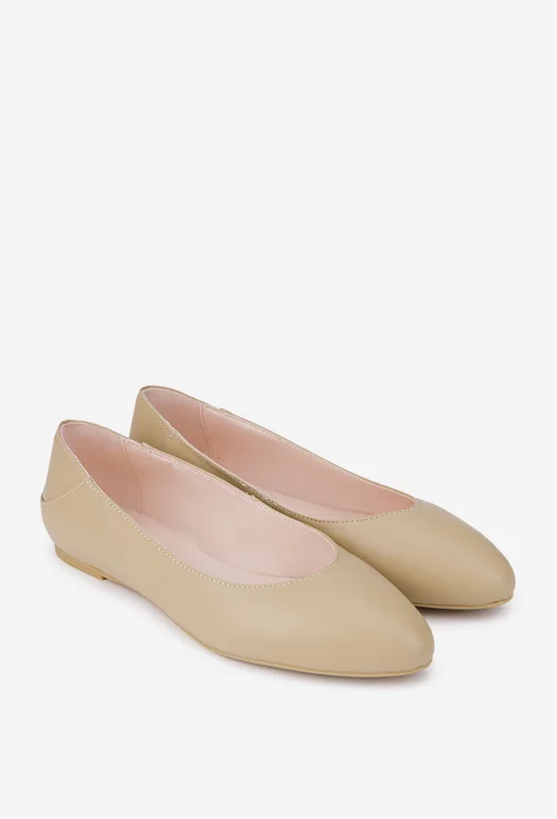 Balerini dama taupe din piele naturala