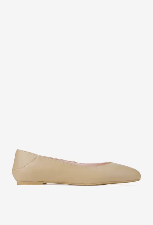 Balerini dama taupe din piele naturala