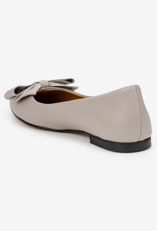 Balerini dama taupe din piele naturala cu varful ascutit