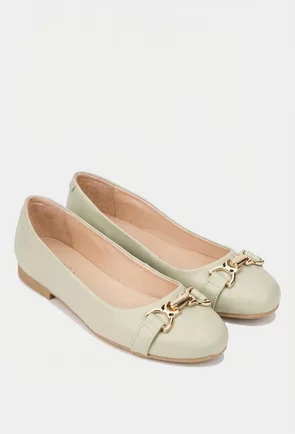 Balerini dama vernil din piele naturala cu ornament