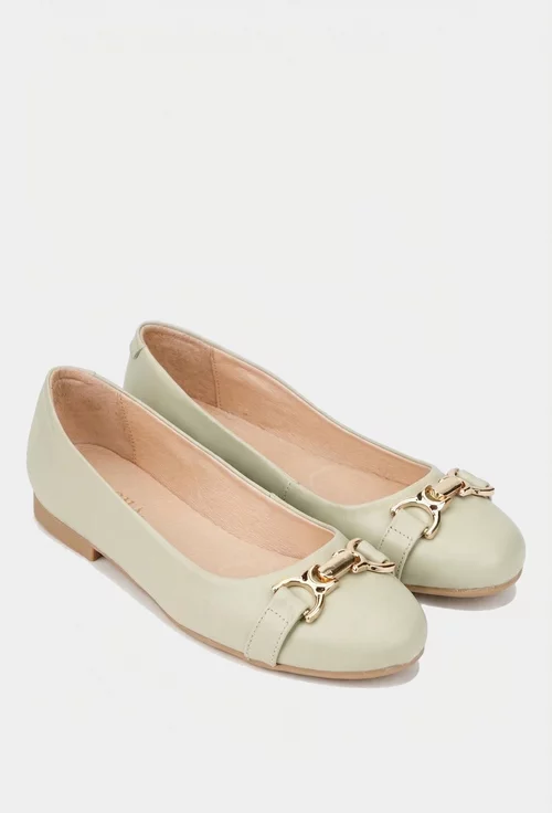 Balerini dama vernil din piele naturala cu ornament