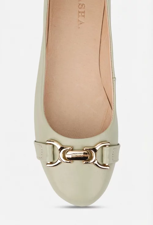 Balerini dama vernil din piele naturala cu ornament