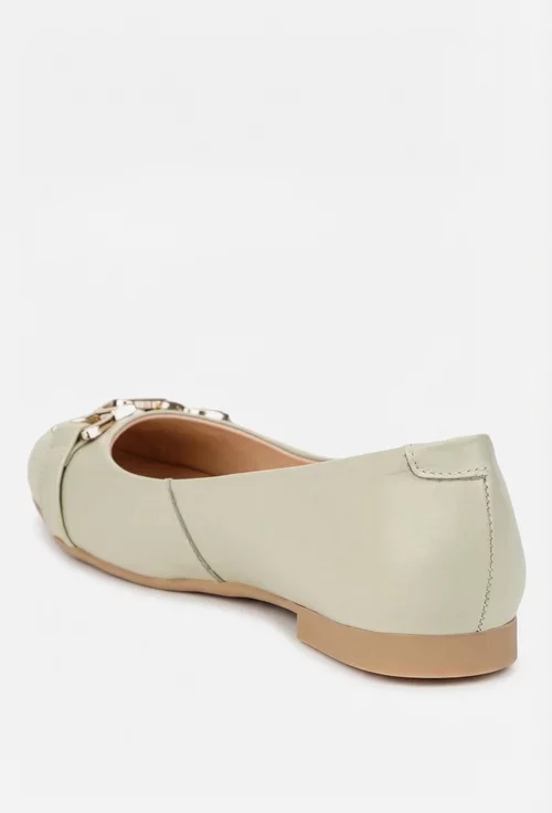 Balerini dama vernil din piele naturala cu ornament