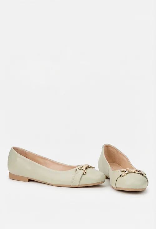 Balerini dama vernil din piele naturala cu ornament