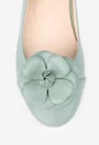 Balerini dama verzi din piele cu ornament floare