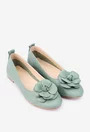 Balerini dama verzi din piele cu ornament floare