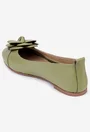 Balerini dama verzi din piele cu ornament floare