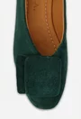 Balerini dama verzi din piele intoarsa cu ornament