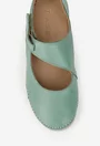 Balerini dama verzi din piele naturala cu bareta