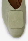 Balerini dama verzi din piele naturala cu ornament