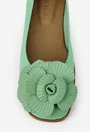 Balerini dama verzi din piele naturala cu ornament floare