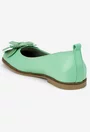Balerini dama verzi din piele naturala cu ornament floare