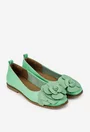 Balerini dama verzi din piele naturala cu ornament floare