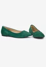 Balerini dama verzi din piele naturala intoarsa