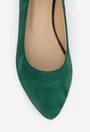 Balerini dama verzi din piele naturala intoarsa