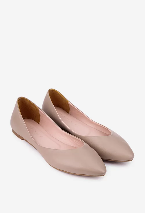 Balerini din piele naturala taupe