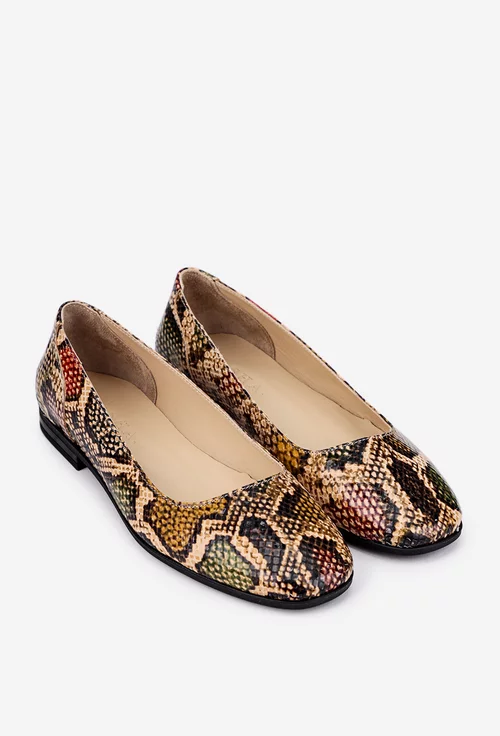 Balerini multicolori din piele cu model snake