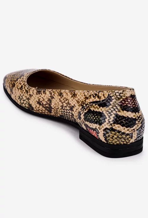 Balerini multicolori din piele cu model snake