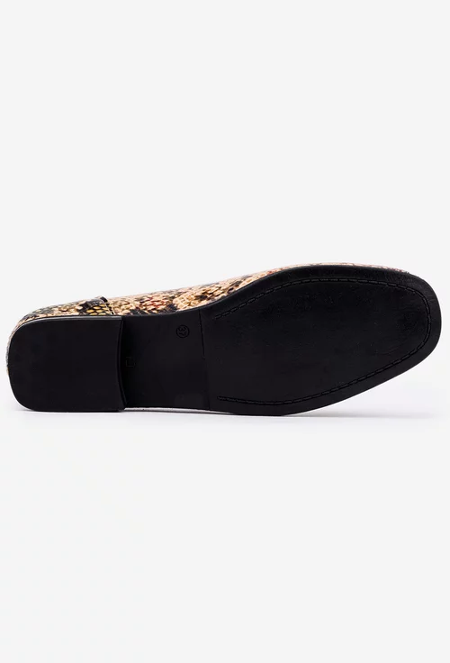Balerini multicolori din piele cu model snake