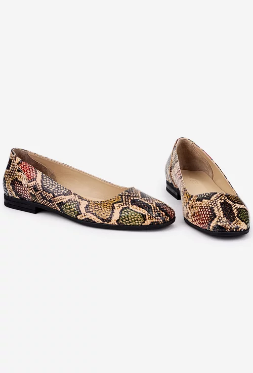 Balerini multicolori din piele cu model snake