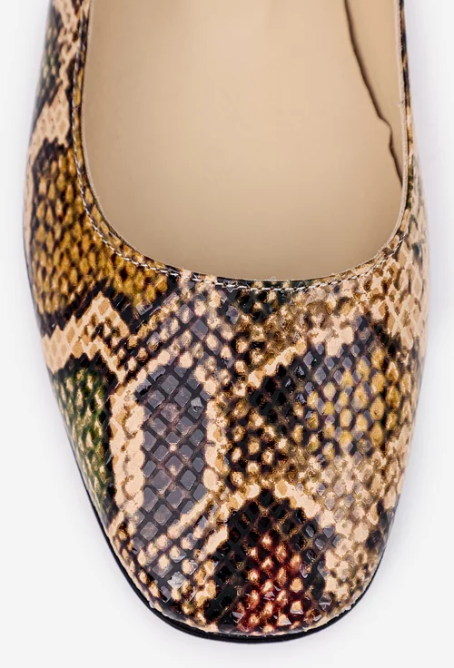 Balerini multicolori din piele cu model snake