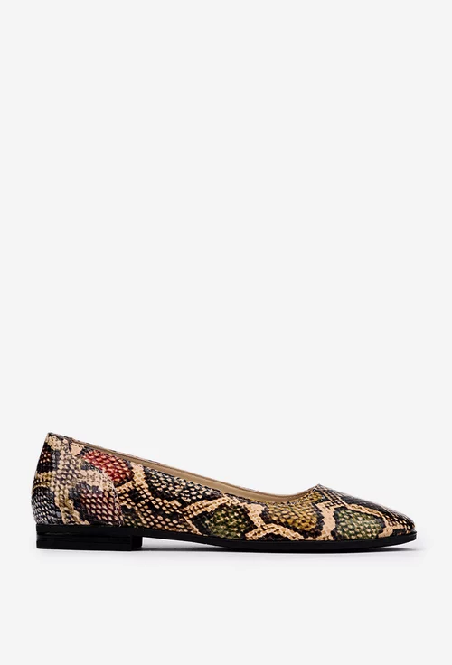 Balerini multicolori din piele cu model snake
