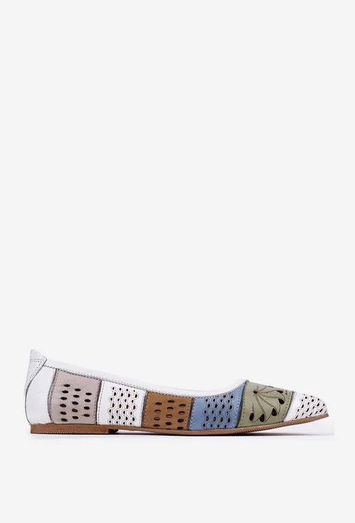 Balerini multicolori din piele cu varful ascutit