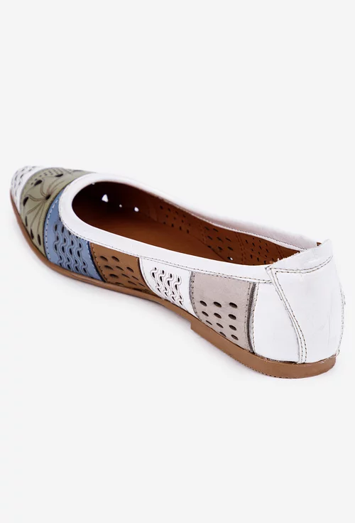 Balerini multicolori din piele cu varful ascutit