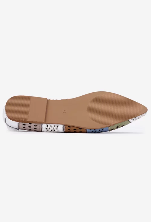 Balerini multicolori din piele cu varful ascutit