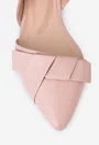 Balerini NUR din piele texturata roz pudra cu decupaje