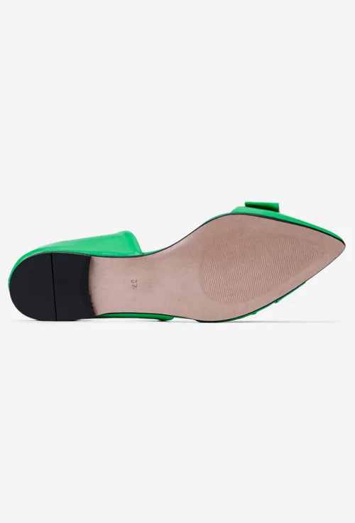 Balerini NUR din piele verde cu decupaje