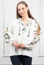 Bluza alba accesorizata cu broderie