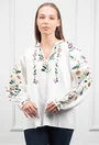Bluza alba accesorizata cu broderie