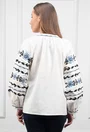 Bluza alba cu broderie neagra si bleu