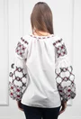 Bluza alba cu broderie rosie si neagra