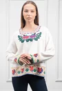 Bluza alba cu broderie si decolteu patrat