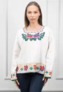 Bluza alba cu broderie si decolteu patrat