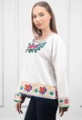 Bluza alba cu broderie si decolteu patrat